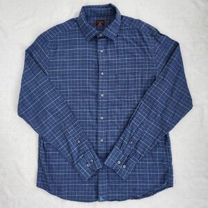 UNTUCKit Men's Blue Slim Fit Grid Checkered Flannel Cotton Button Down Shirt Lrg